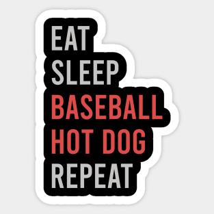 Eat Sleep Baseball Hot Dog Repeat Sticker
